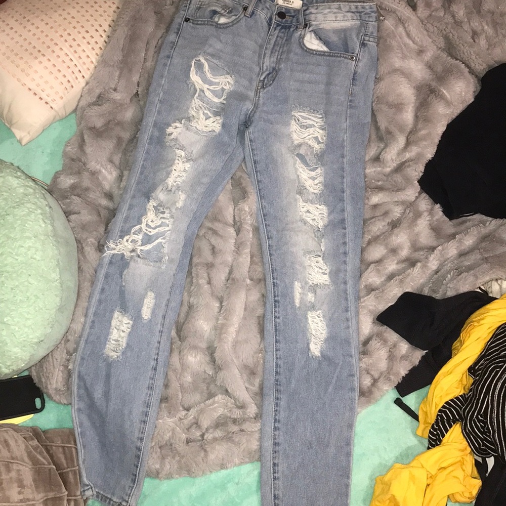 Ripped jeans.
